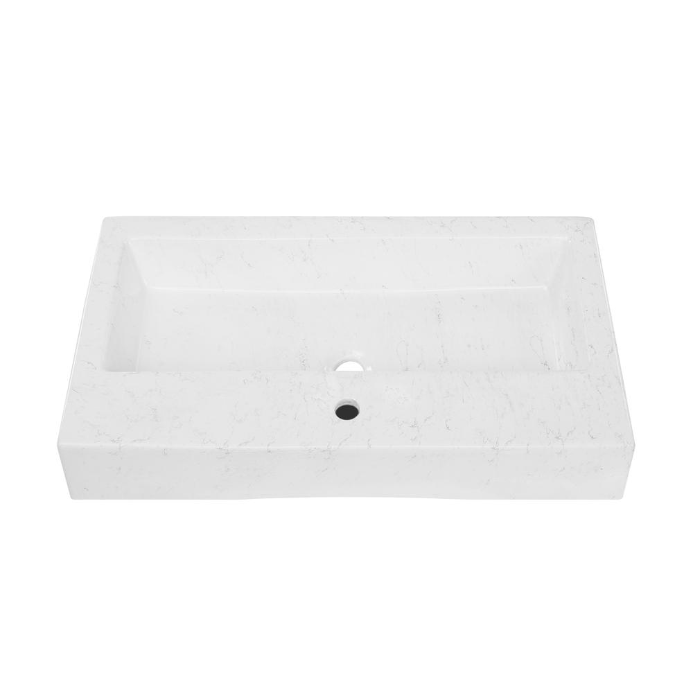 Voltaire Wide Rectangle Vessel Sink in Static Marble. Picture 5