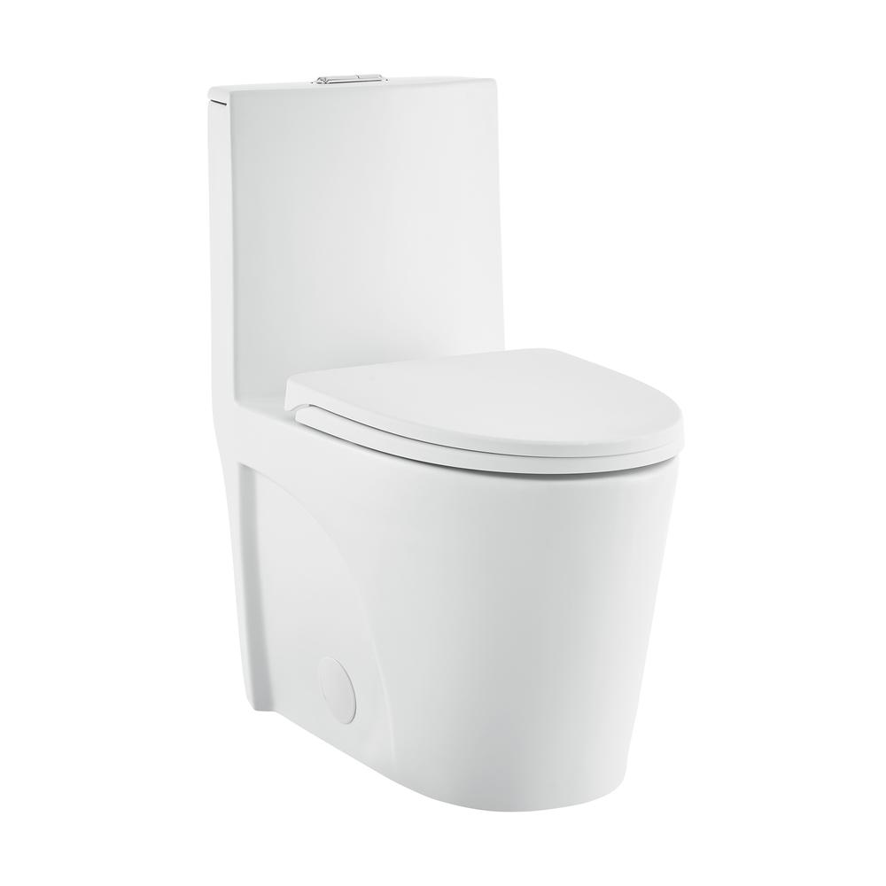 One-Piece Elongated Toilet Vortex Dual-Flush in Matte White 1.1/1.6 gpf. Picture 1