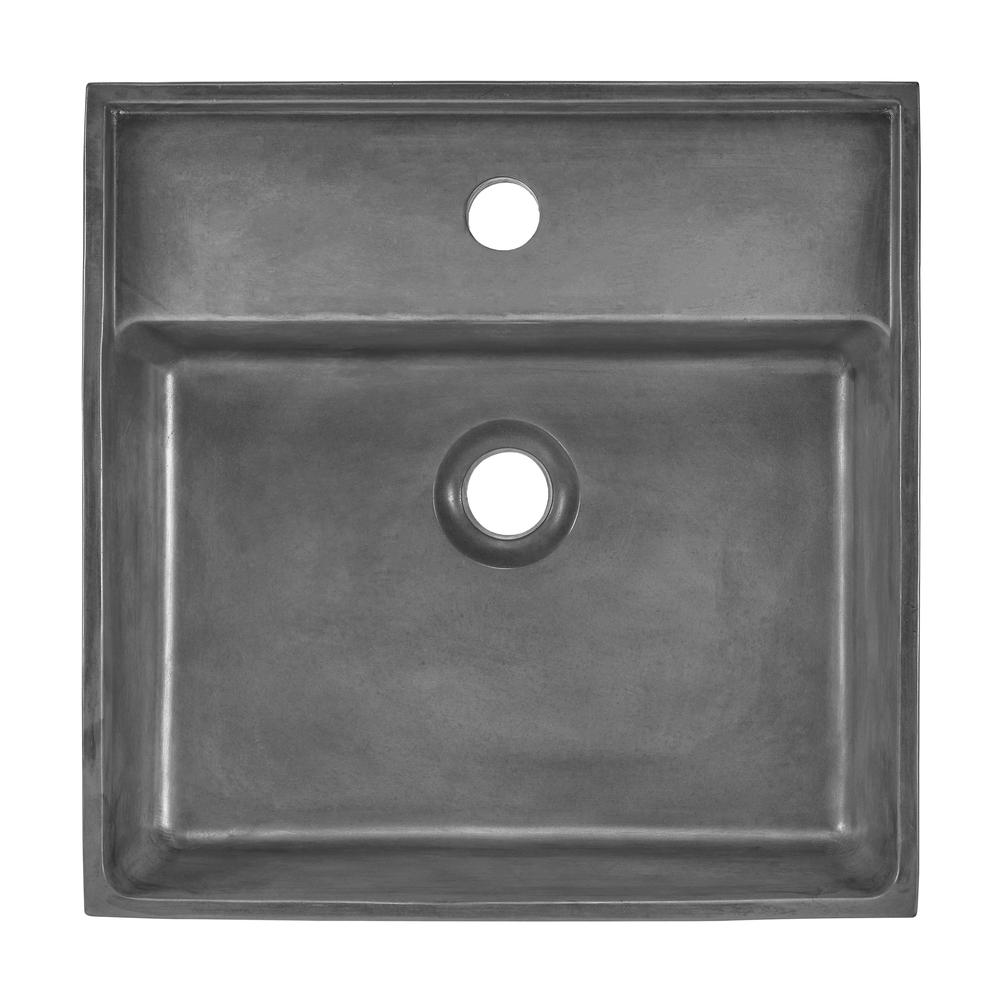 Lisse 23.5” Rectangle Concrete Vessel Bathroom Sink in Dark Grey. Picture 2