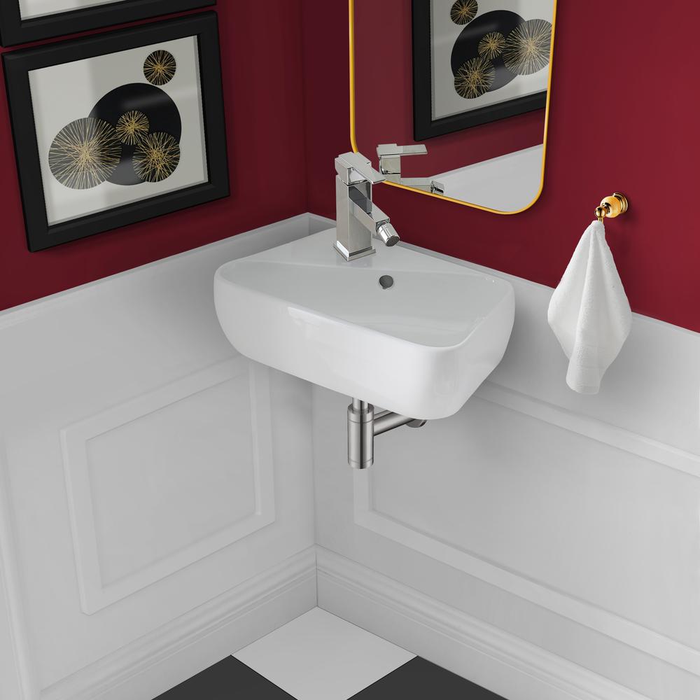 Plaisir 18 x 11 Ceramic Wall Hung Sink with Left Side Faucet Mount. Picture 14
