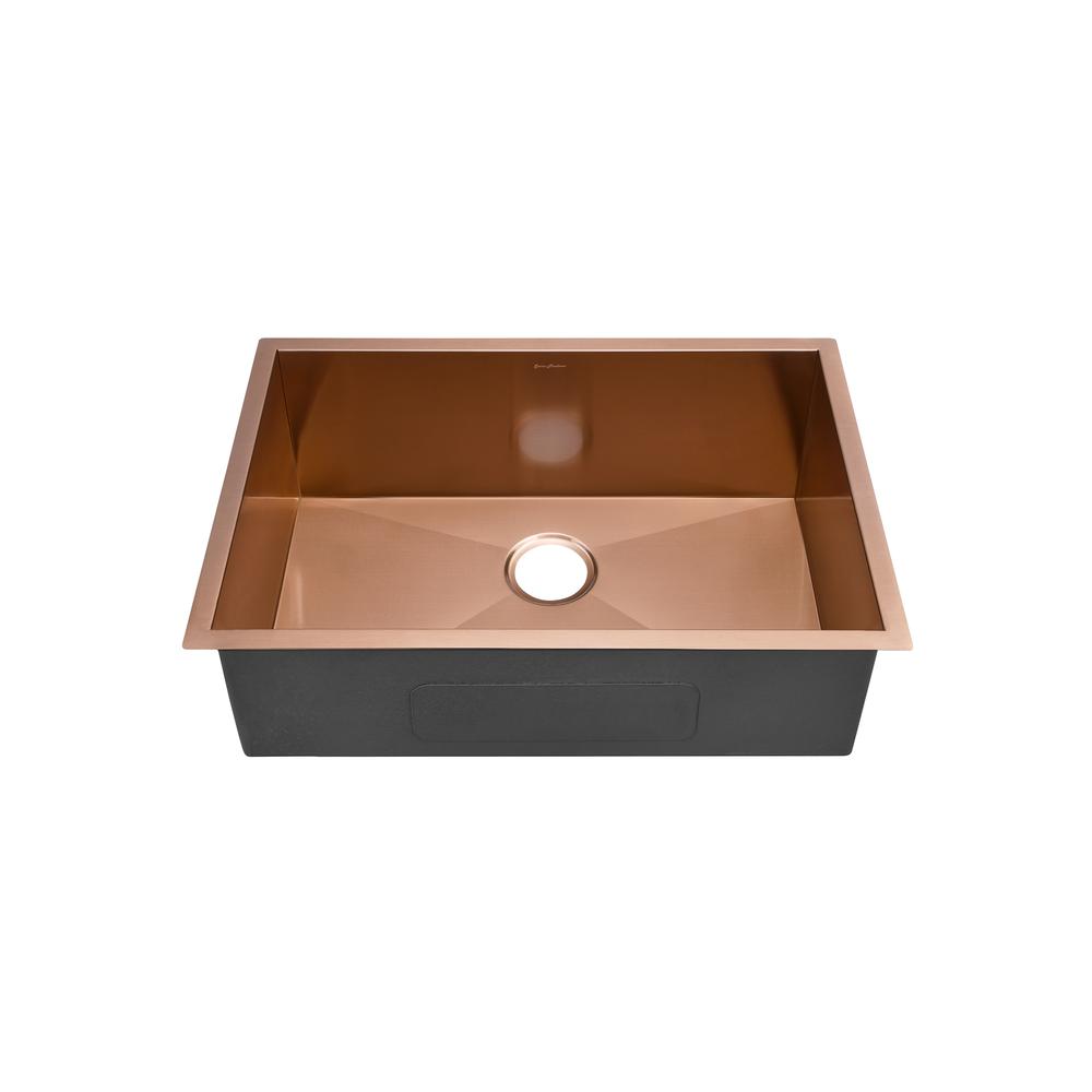 Stainless Steel, Single Basin, Undermount Kitchen Sink, Rose Gold. Picture 1
