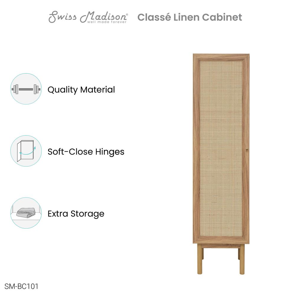 Classé 15" W x 60" H x 15" D Linen Cabinet in Oak. Picture 10