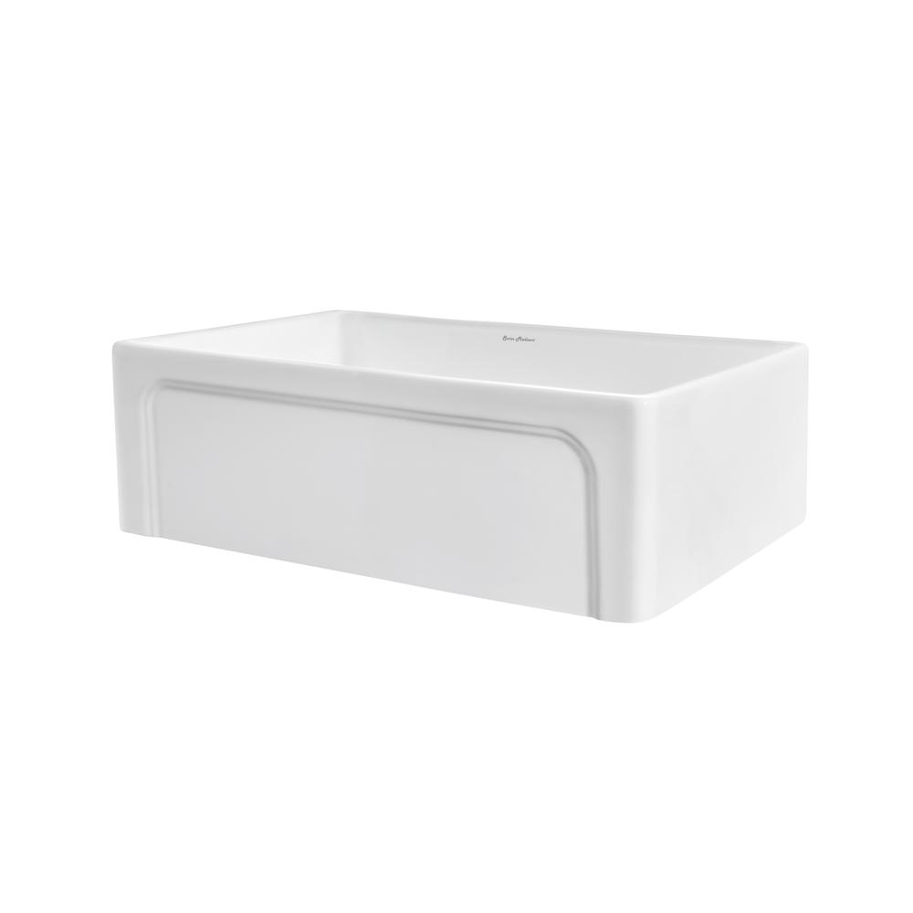 Lyon 30 x 18 Fireclay, Single Basin, Farmhouse Kitchen Sink in White. Picture 9