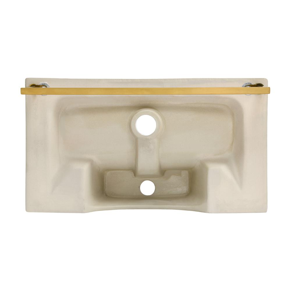﻿﻿Claire 22" Wall-Mount Bathroom Sink with Brushed Gold Towel Bar. Picture 6