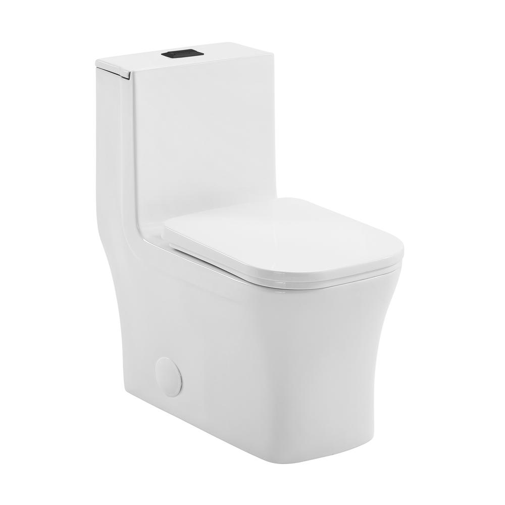 Concorde One Piece Square Toilet Dual Flush, Black Hardware 1.1/1.6 gpf. Picture 1