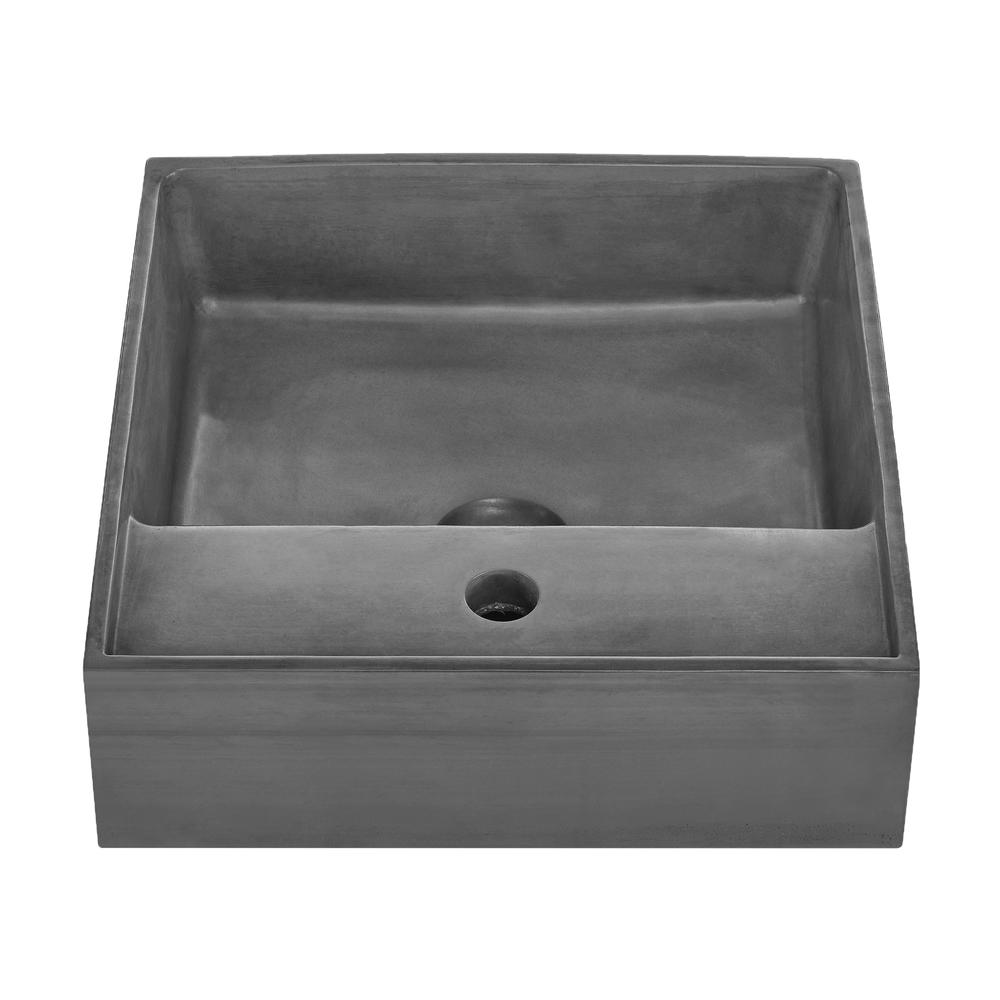 Lisse 23.5” Rectangle Concrete Vessel Bathroom Sink in Dark Grey. Picture 6