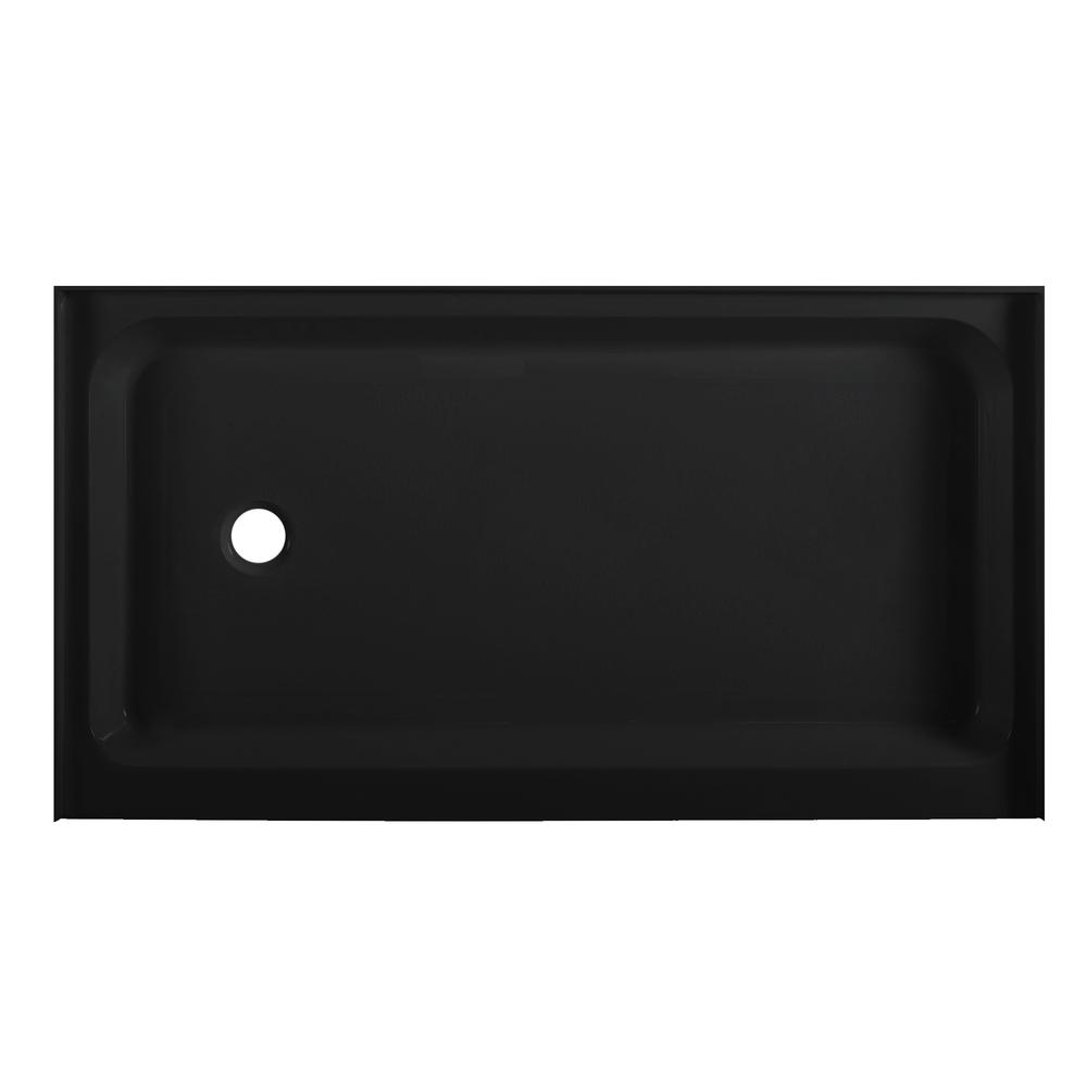 Voltaire 60" x 36" Acrylic Black, Single-Threshold, Left Drain, Shower Base. Picture 1