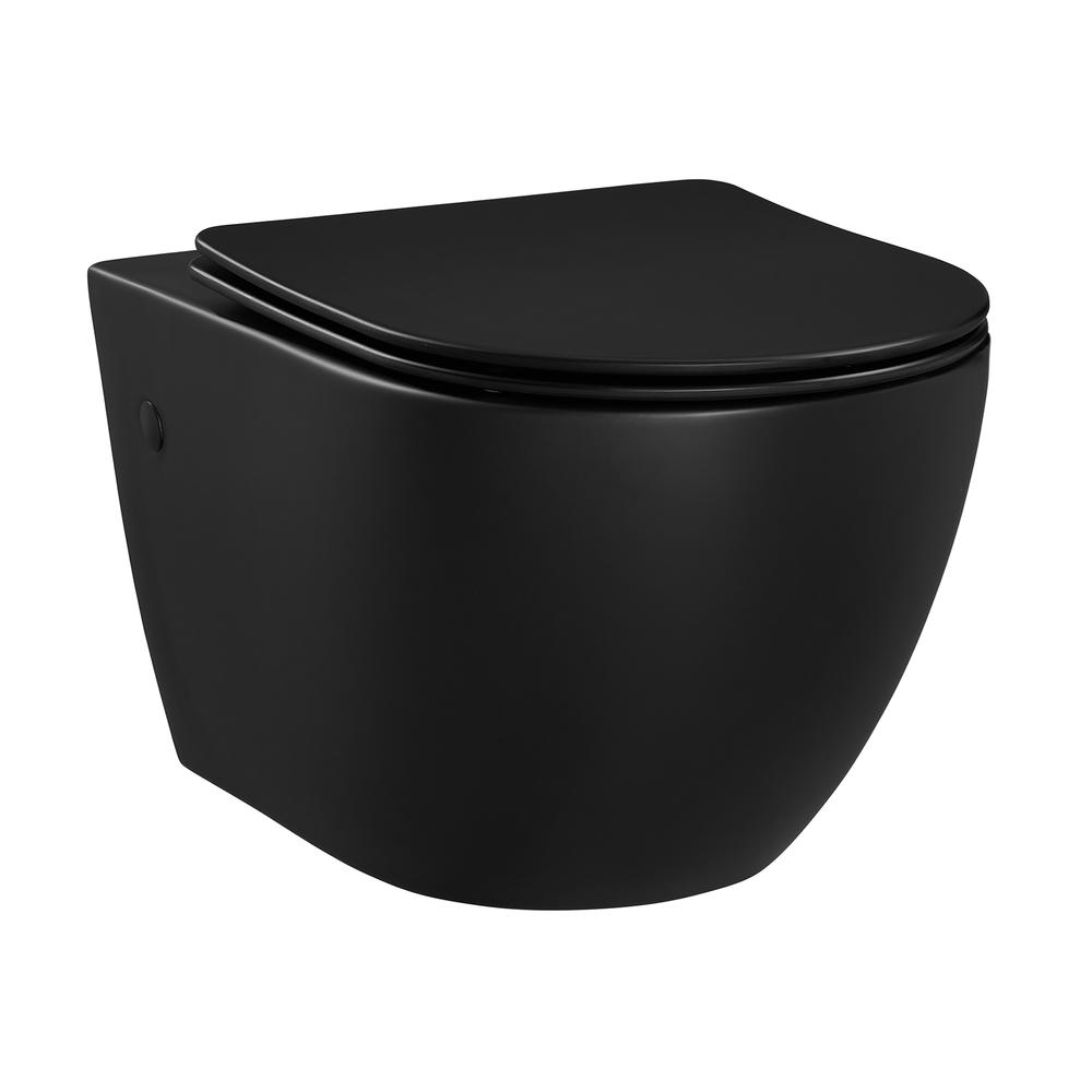 St.Tropez Wall-Hung Elongated Toilet Bowl in Matte Black. Picture 1