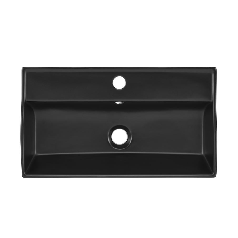 Claire 22" Rectangle Wall-Mount Bathroom Sink in Matte Black. Picture 2