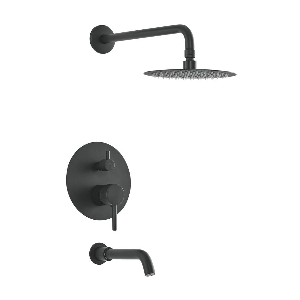 Ivy Single-Handle 1-Spray Tub and Shower Faucet in Matte Black (Valve Included). Picture 1