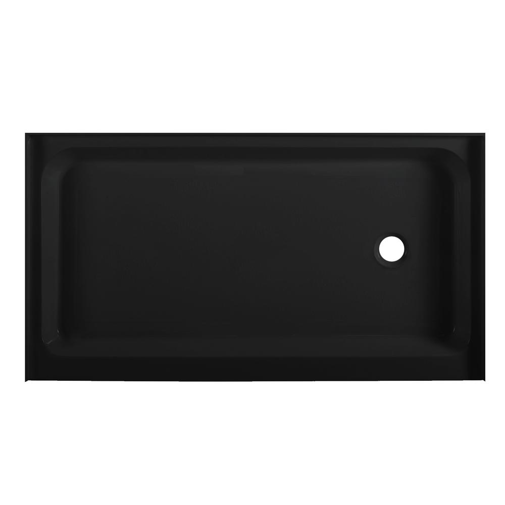 Voltaire 60" x 36" Acrylic Black, Single-Threshold, Right Drain, Shower Base. Picture 1