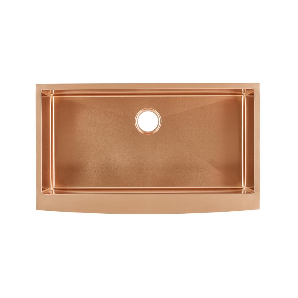 Stainless Steel, Single Basin, Farmhouse Kitchen Sink with Apron in Rose Gold. Picture 1