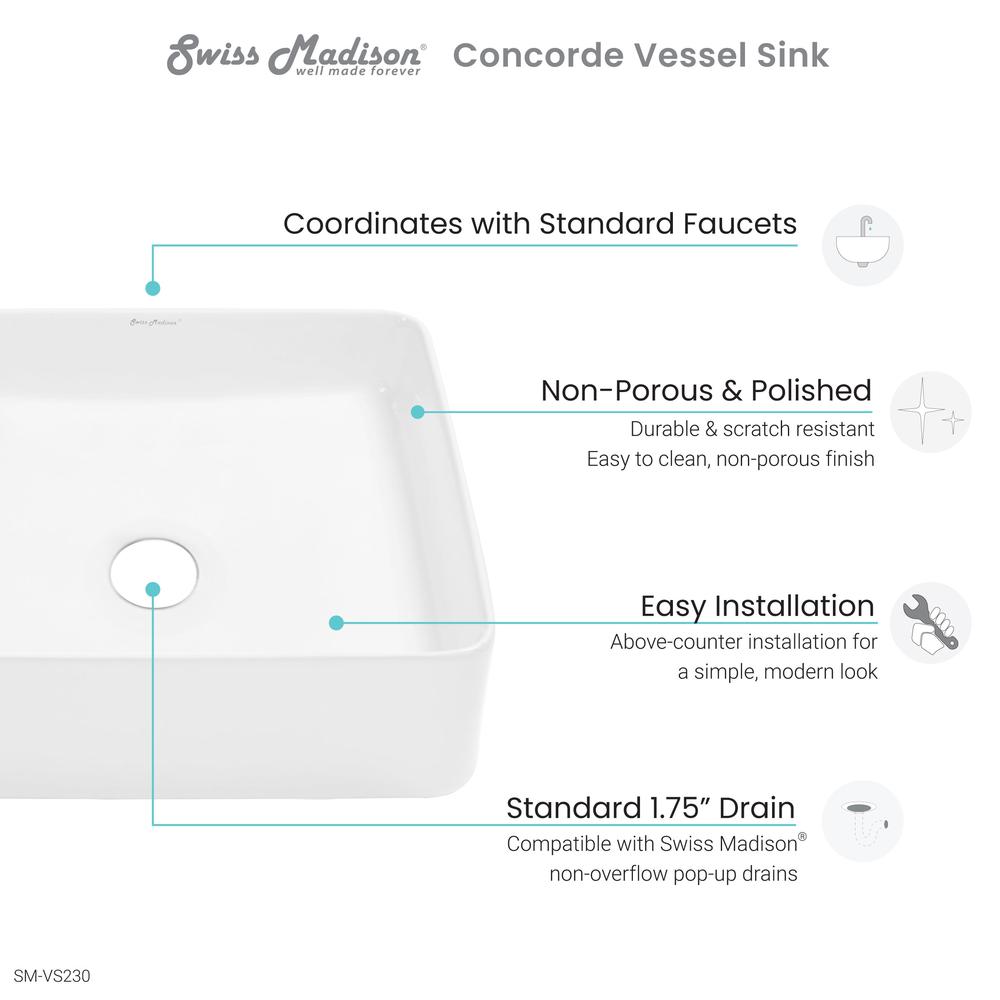 Concorde 15 Square Ceramic Vessel Sink. Picture 7