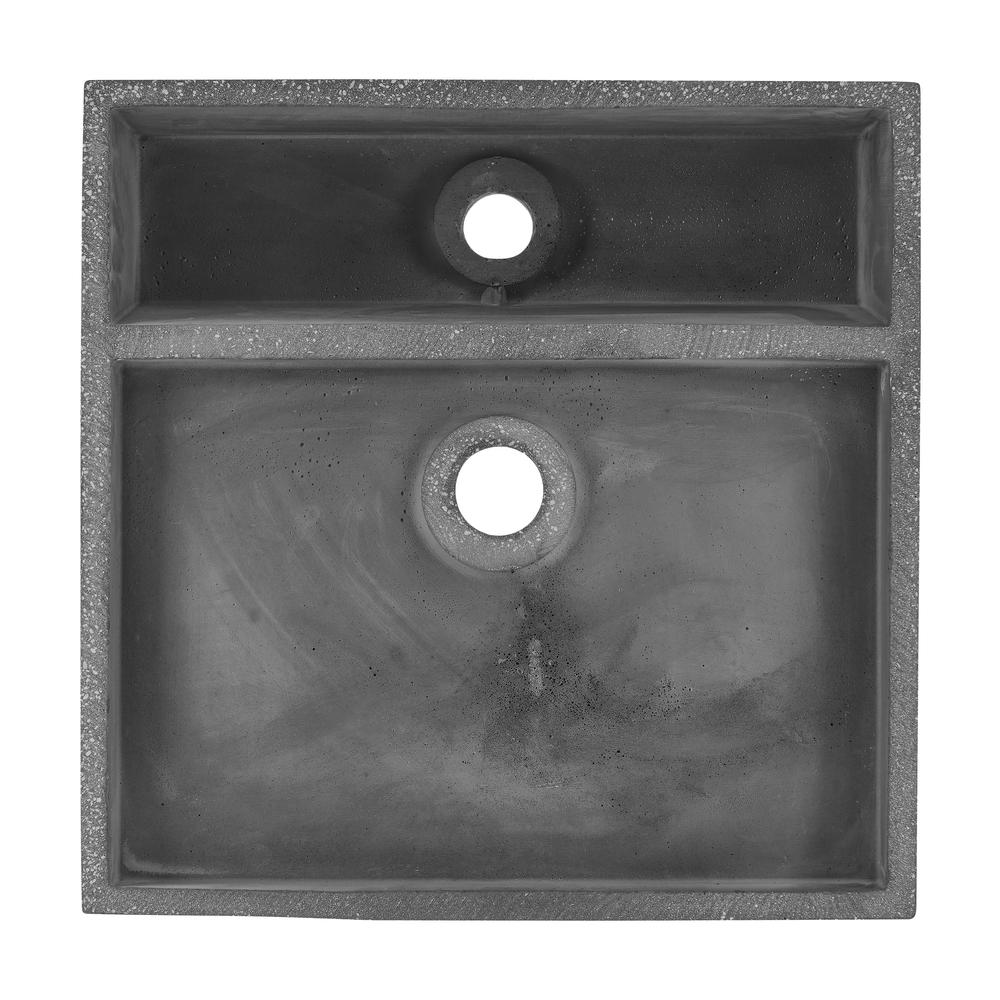 Lisse 23.5” Rectangle Concrete Vessel Bathroom Sink in Dark Grey. Picture 5