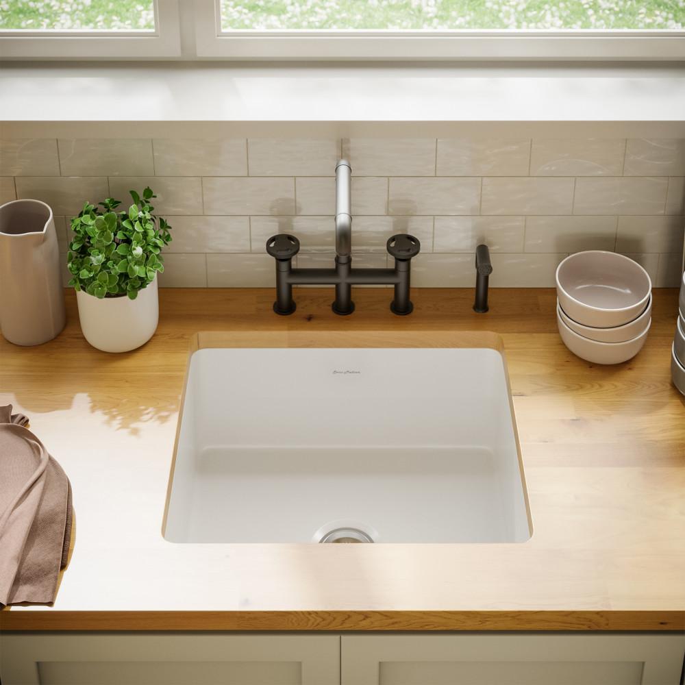 Rochelle 24 x 18 ceramic single basin, drop-in/undermount kitchen sink. Picture 2