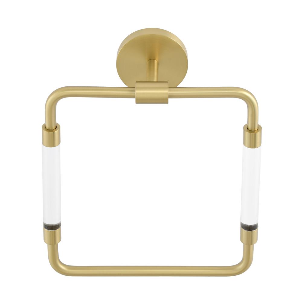 Verre Acrylic Square Towel Ring in Brushed Gold. Picture 1