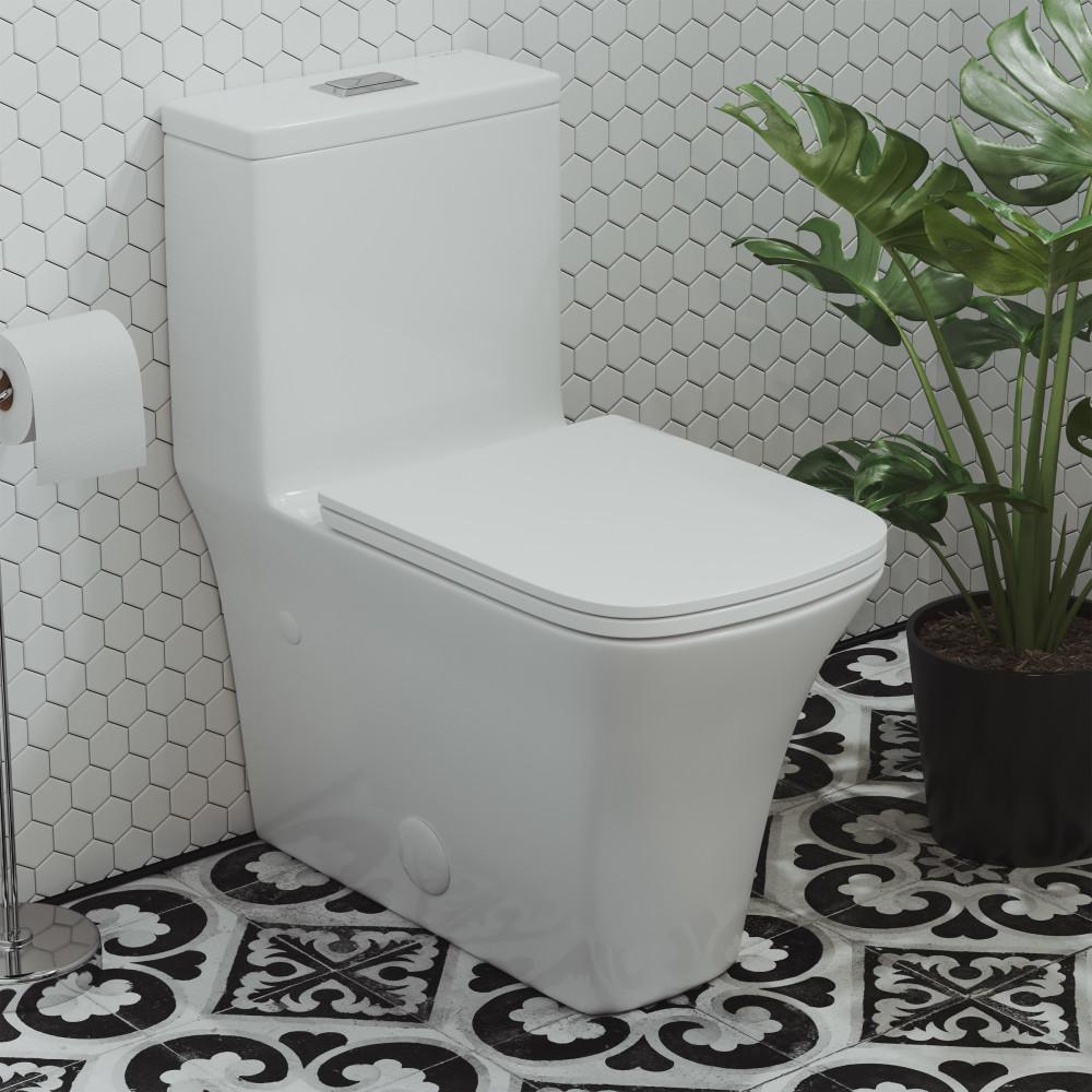 Eclair One-Piece Square Toilet Dual-Flush 0.8/1.28 gpf. Picture 2