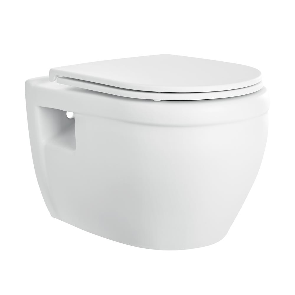 Ivy Wall-Hung Elongated Toilet Bowl in Matte White. Picture 1