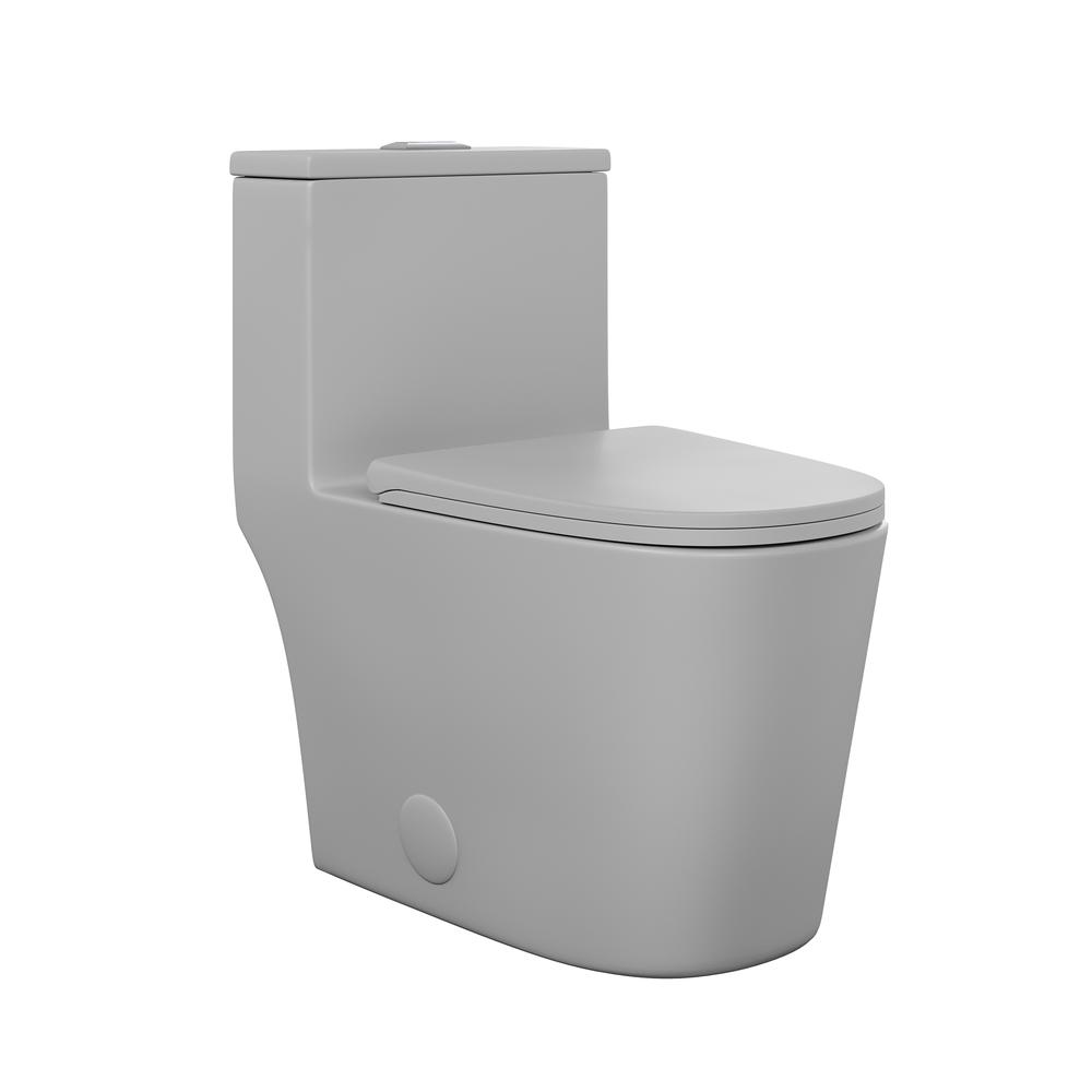 Dreux One Piece Elongated Dual Flush Toilet in Matte Grey 0.95/1.26 GPF. Picture 1