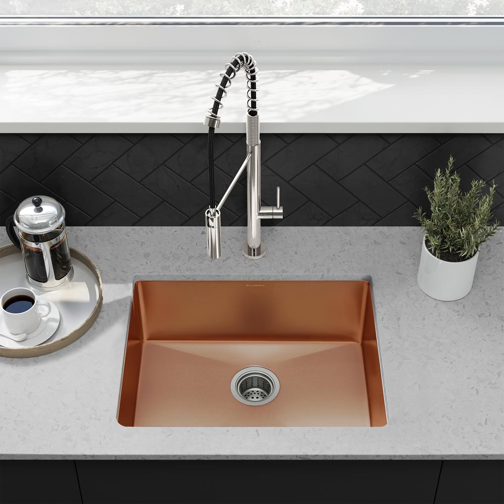 Stainless Steel, Single Basin, Undermount Kitchen Sink, Rose Gold. Picture 16