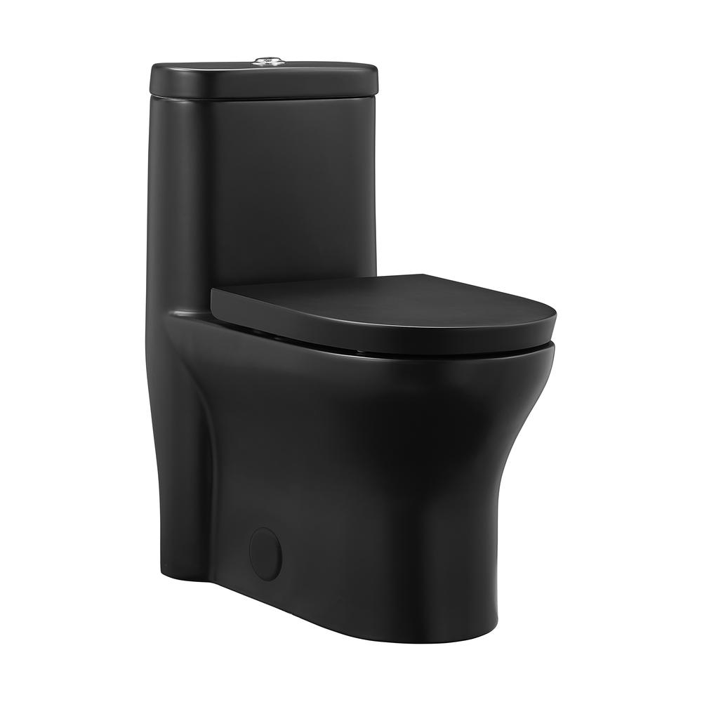 Monaco One-Piece Elongated Toilet Dual-Flush, Matte Black 1.1/1.6 gpf. Picture 1