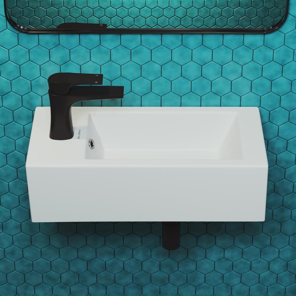 Rectangular Ceramic Wall Hung Sink with Left Side Faucet Mount. Picture 14