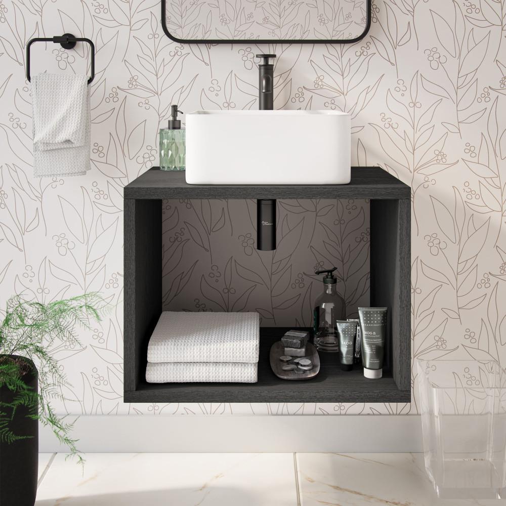 Concorde 24'' Wall-Hung Vanity In Black. Picture 2