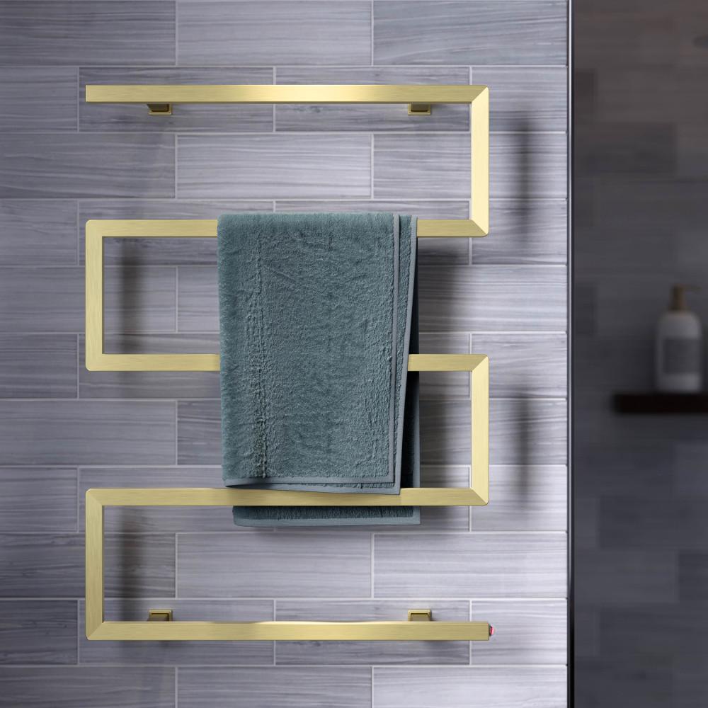 Voltaire 5-Bar Electric Towel Warmer in Brushed Gold. Picture 2