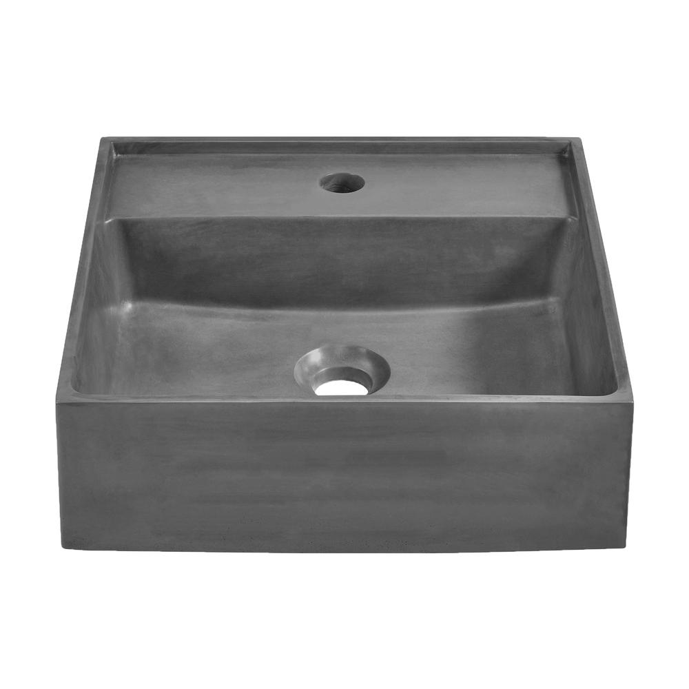 Lisse 23.5” Rectangle Concrete Vessel Bathroom Sink in Dark Grey. Picture 1