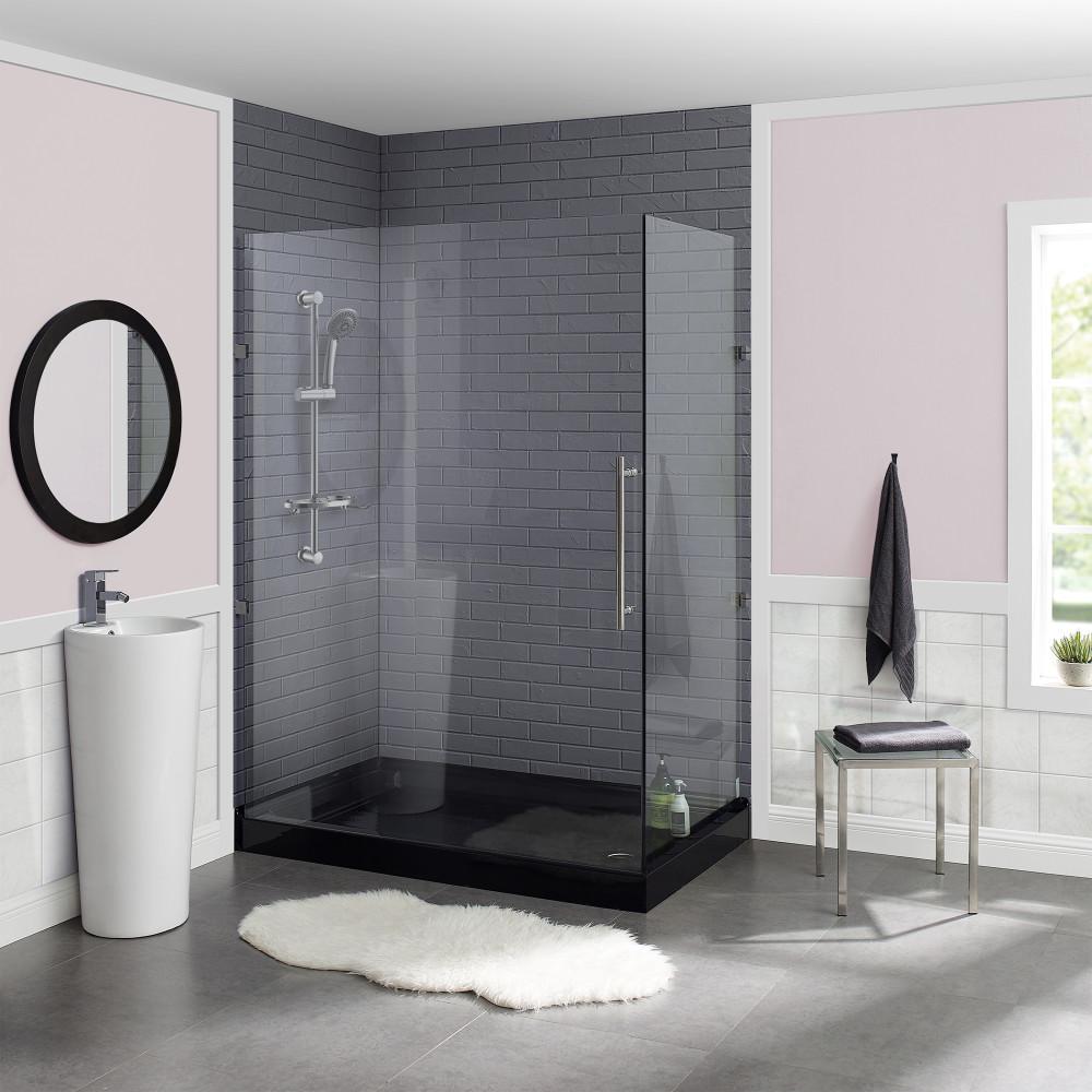 Voltaire 60" x 36" Acrylic Black, Single-Threshold, Right Drain, Shower Base. Picture 2