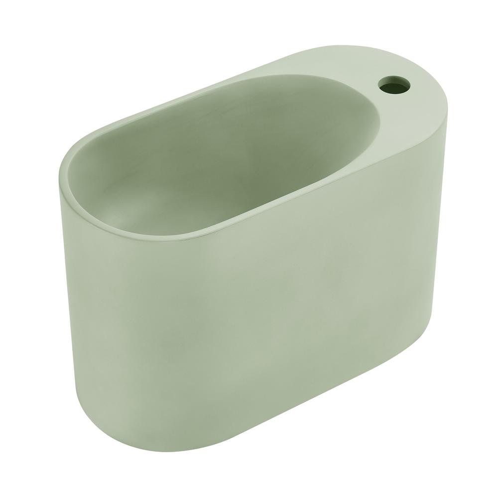 Terre 17.5" Right Side Faucet Wall-Mount Bathroom Sink in Palm Green. Picture 2