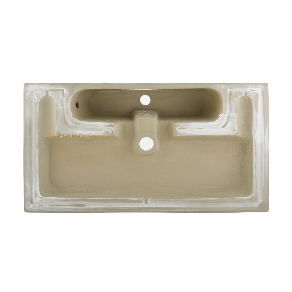 Voltaire Wide Rectangle Wall-Mount Sink in Shiny White. Picture 6