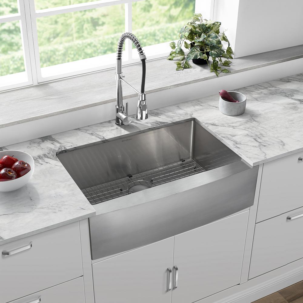 Stainless Steel, Single Basin, Farmhouse Kitchen Sink with Apron. Picture 13