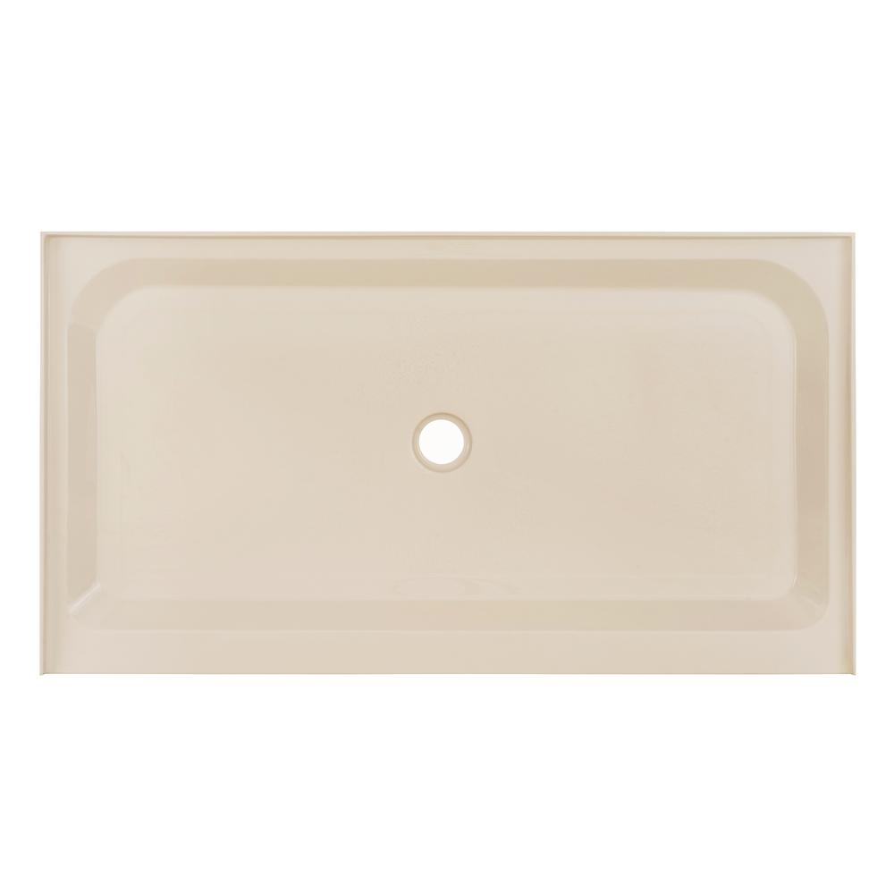 Voltaire 60" x 36" Single-Threshold, Center Drain, Shower Base in Biscuit. Picture 1