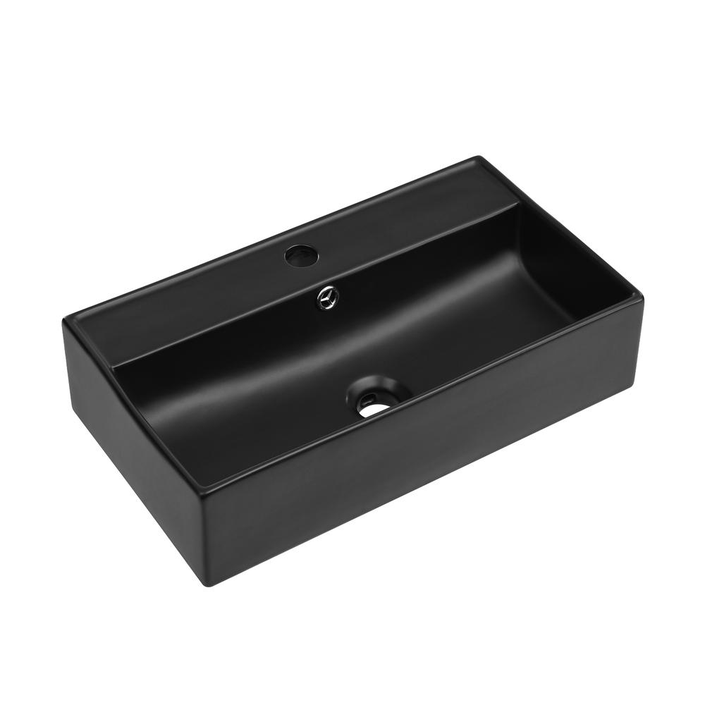 Claire 22" Rectangle Wall-Mount Bathroom Sink in Matte Black. Picture 4