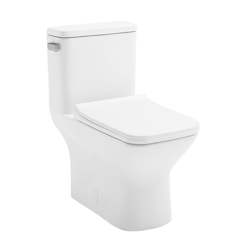 Carre One Piece Square Toilet Left Side Flush, 10" Rough-In 1.28 gpf. Picture 1