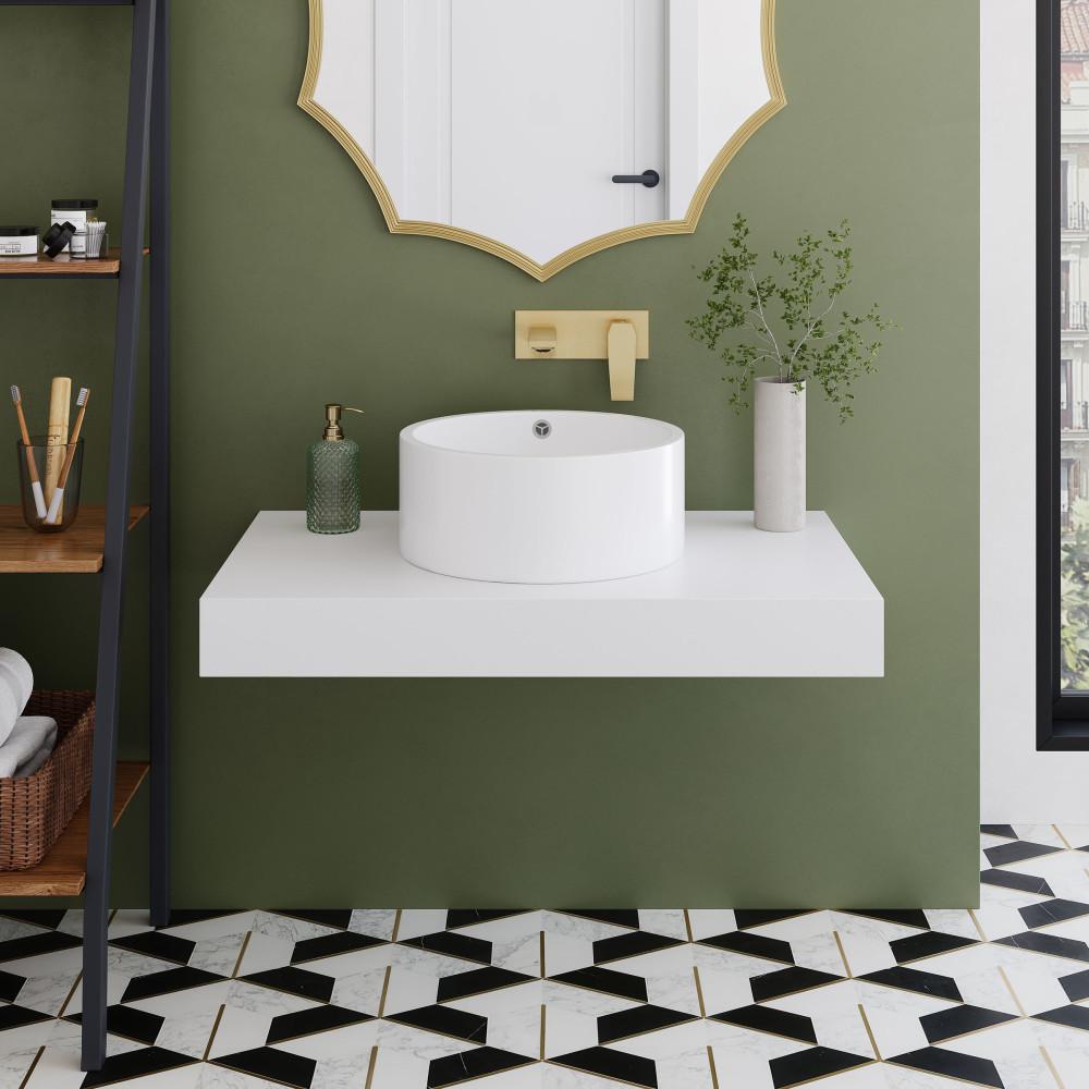 Monaco 36" Floating Bathroom Shelf in Glossy White (SM-VS252). Picture 2