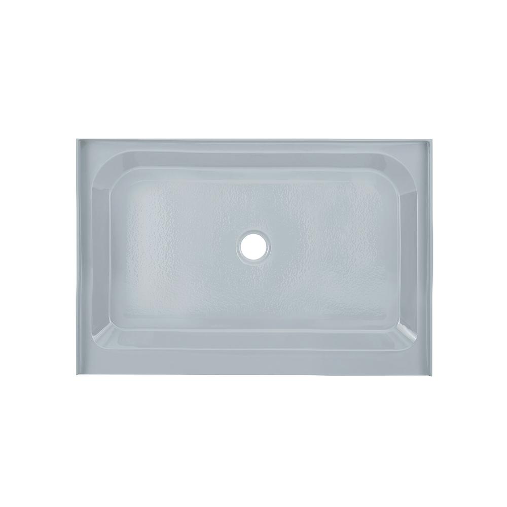 Voltaire 48" x 32" Single-Threshold, Center Drain, Shower Base in Grey. Picture 1