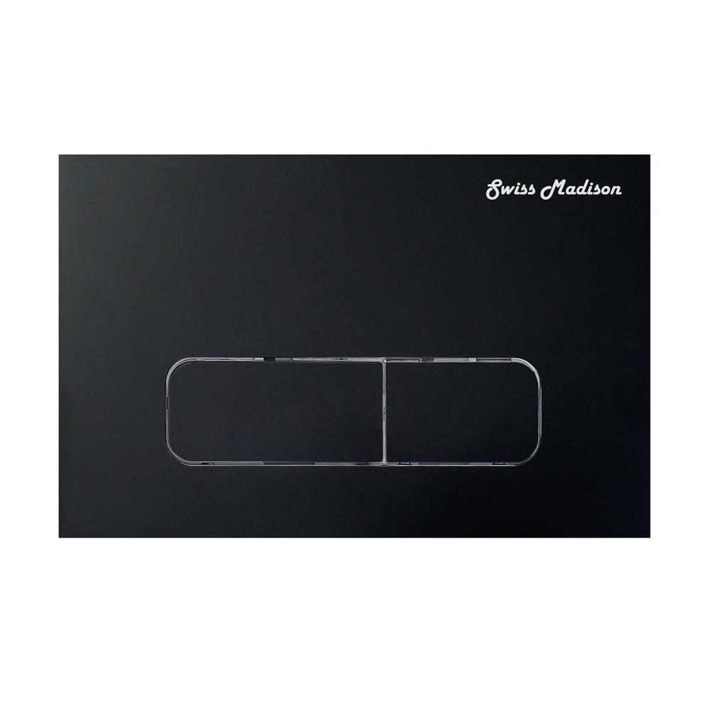 Wall Mount Dual Flush Actuator Plate with Rectangle Push Buttons in Matte Black. Picture 1