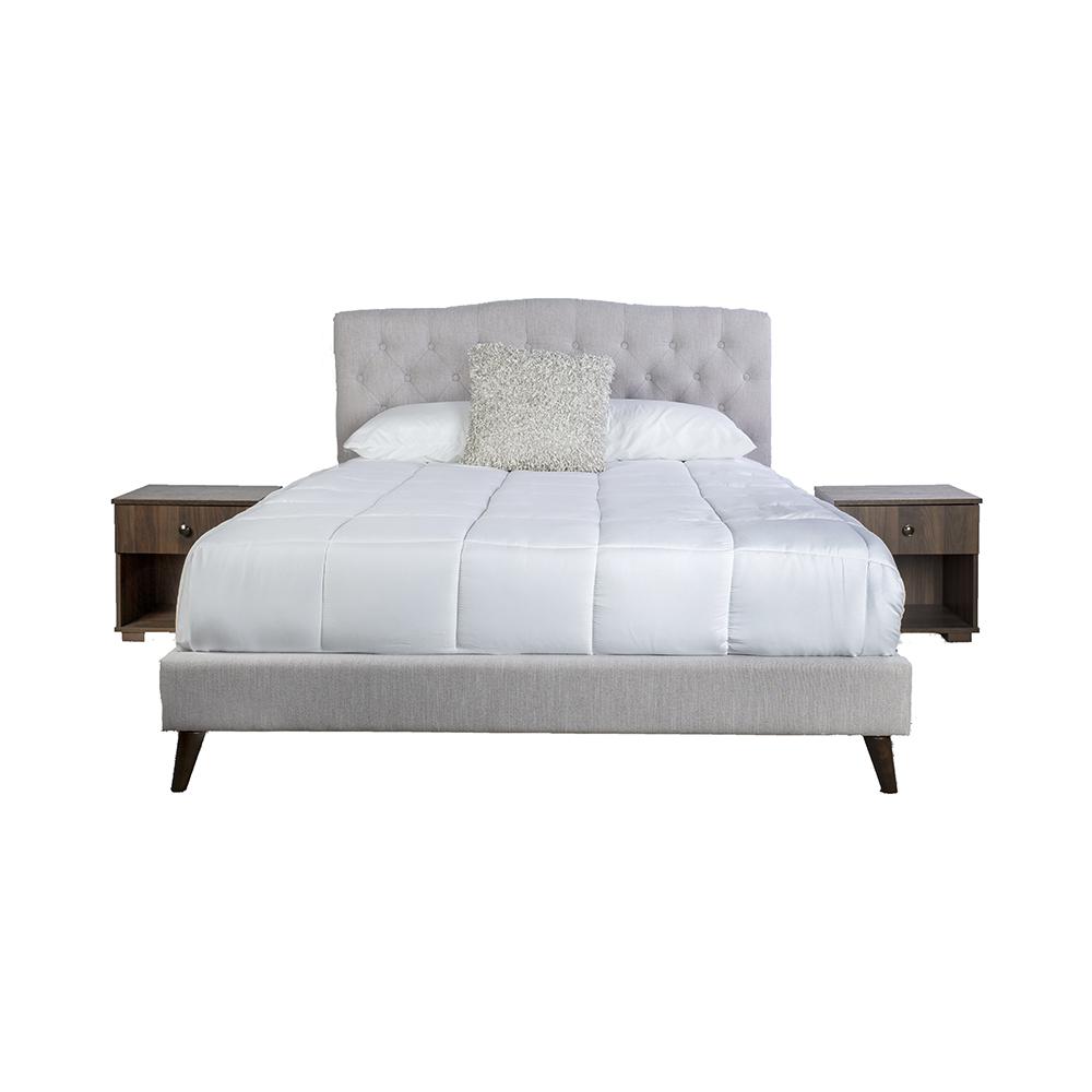 Rachel Upholstered Queen Bed In A Box W/ 2 Nightstands. Picture 1