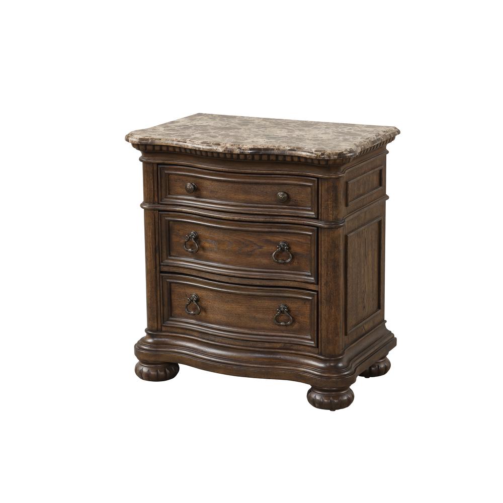 Tuscany 3 Drawer Nightstand Marble Top W Usb. Picture 1