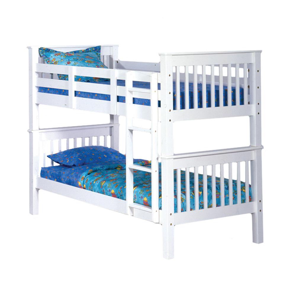 Sadler White Twin Over Twin Bunk Bed. Picture 1