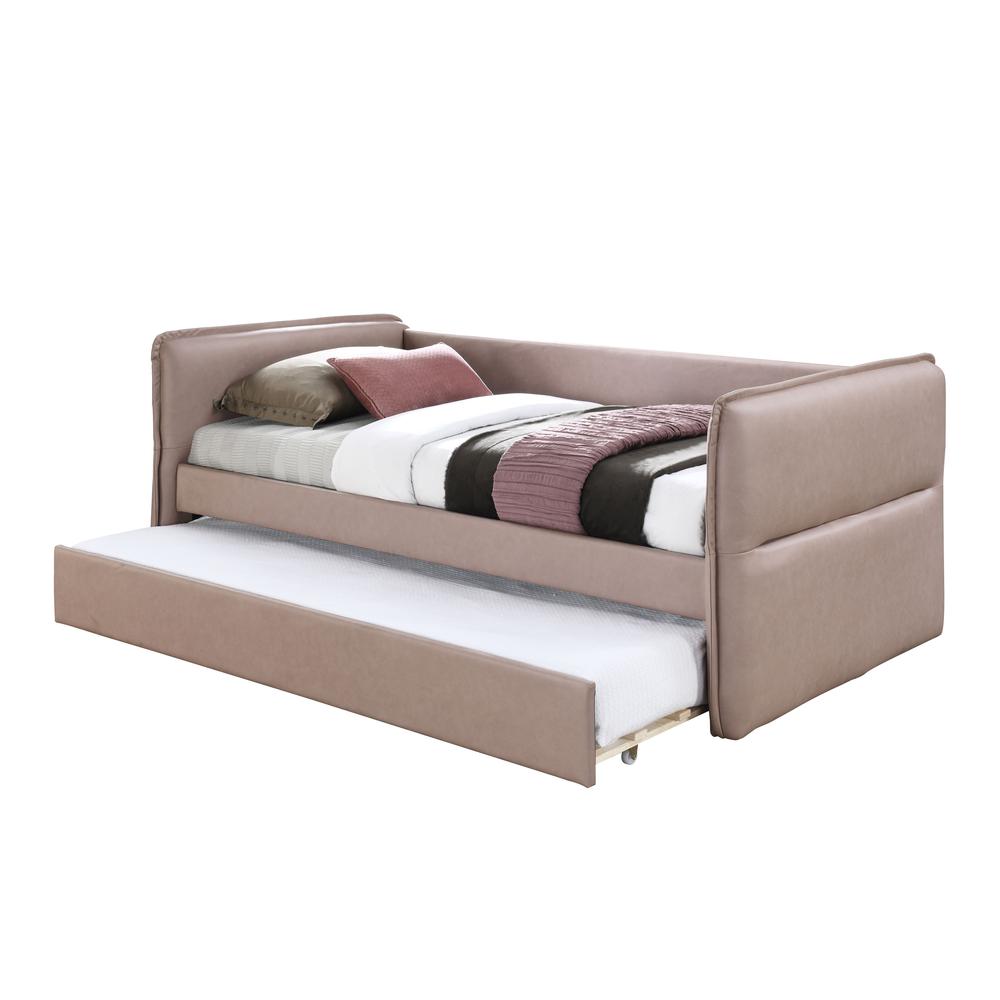Trina Uph Twin Trundle Bed-Dusty Rose. Picture 1