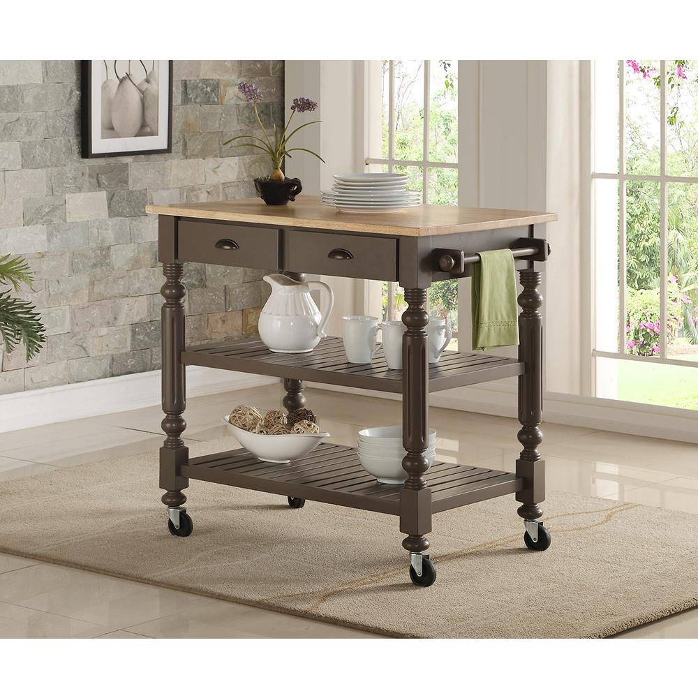 Payson Taupe Kitchen Cart. Picture 4