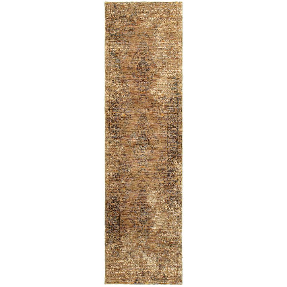ANDORRA Gold 2' 6 X 12' Area Rug. Picture 1