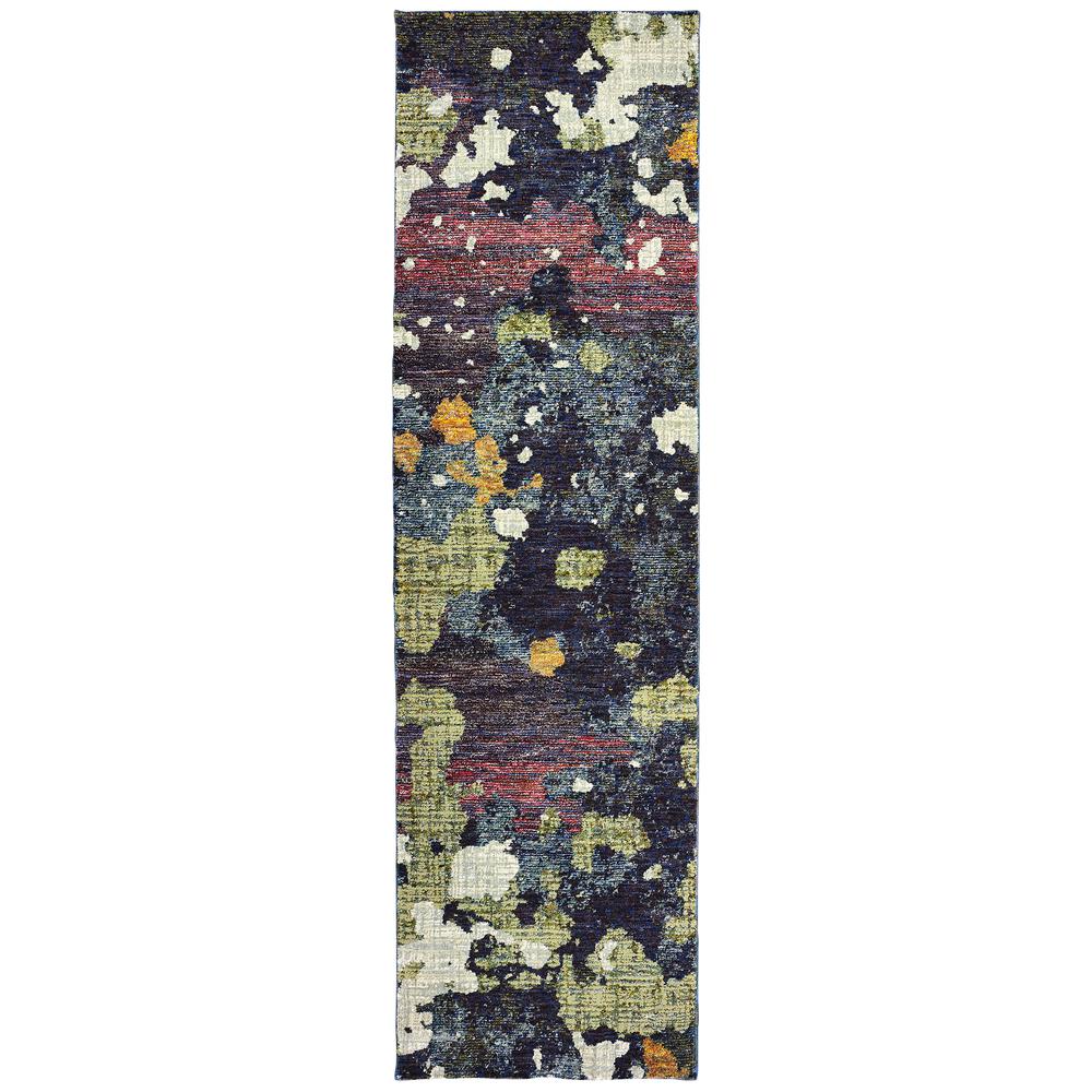 EVOLUTION Navy 2' 6 X 12' Area Rug. Picture 1