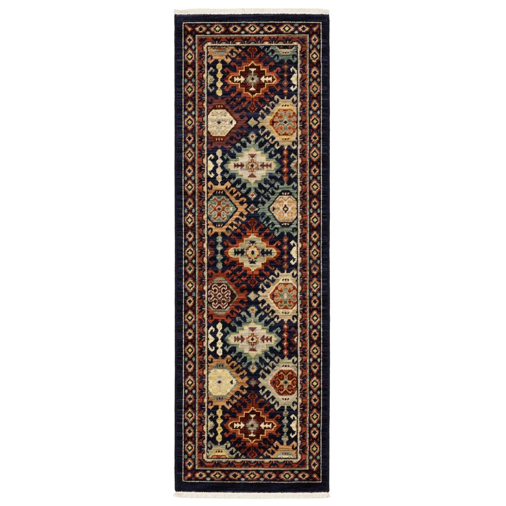 LILIHAN Navy 2' 6 X 12' Area Rug. Picture 1