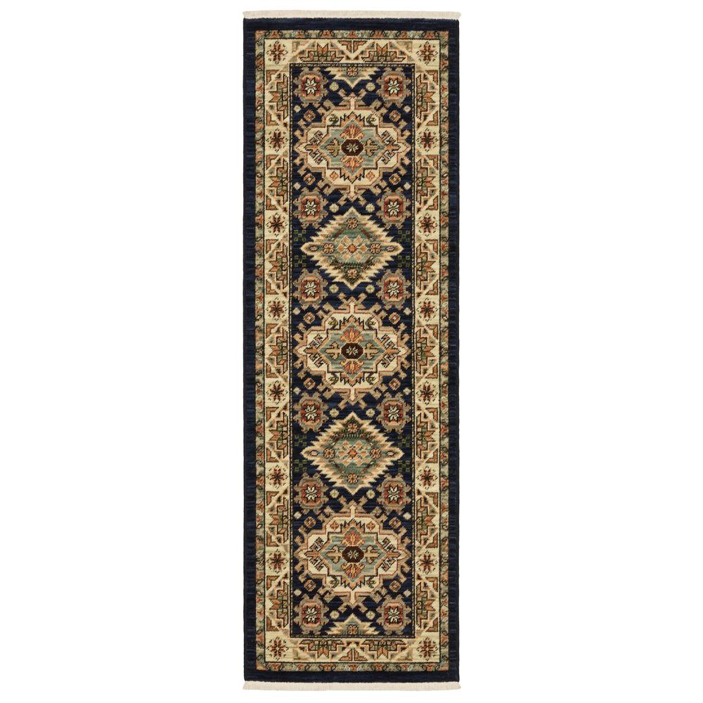 LILIHAN Navy 2' 6 X 12' Area Rug. Picture 1