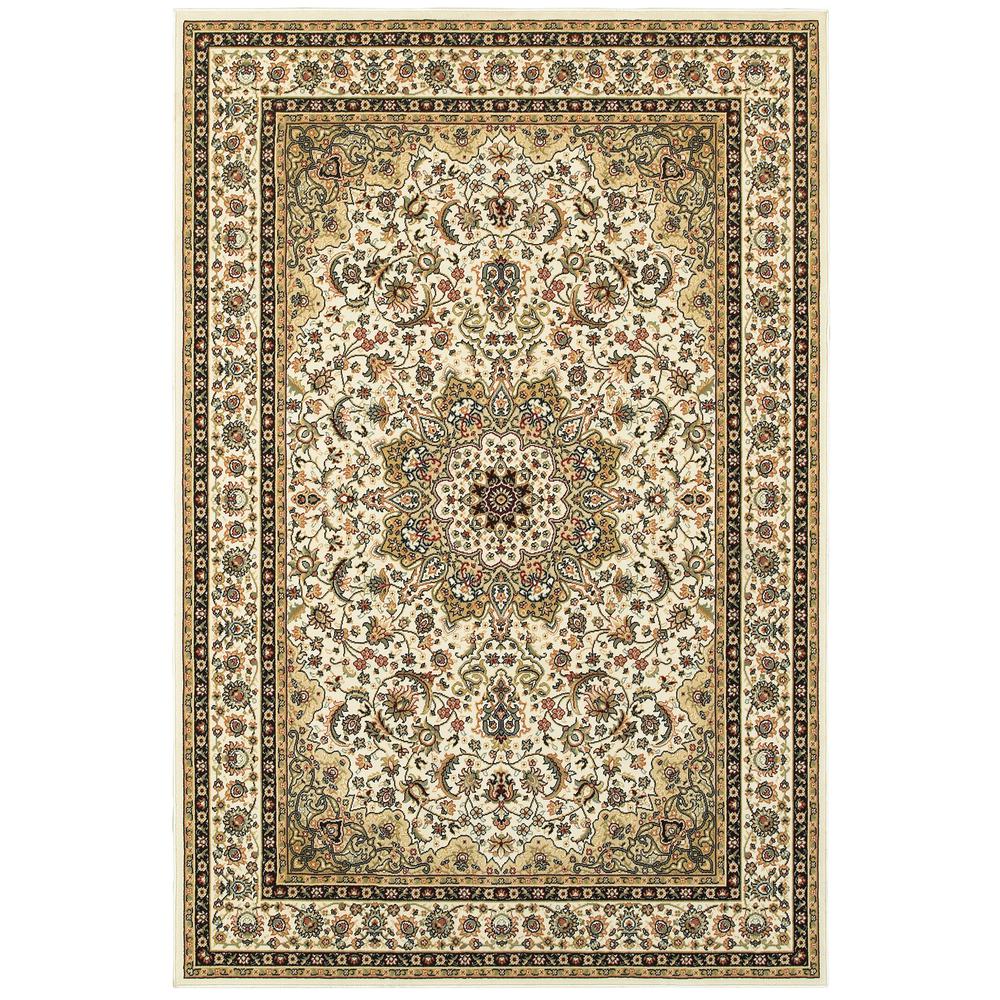 KASHAN Ivory 6' 7 X  9' 6 Area Rug. Picture 1