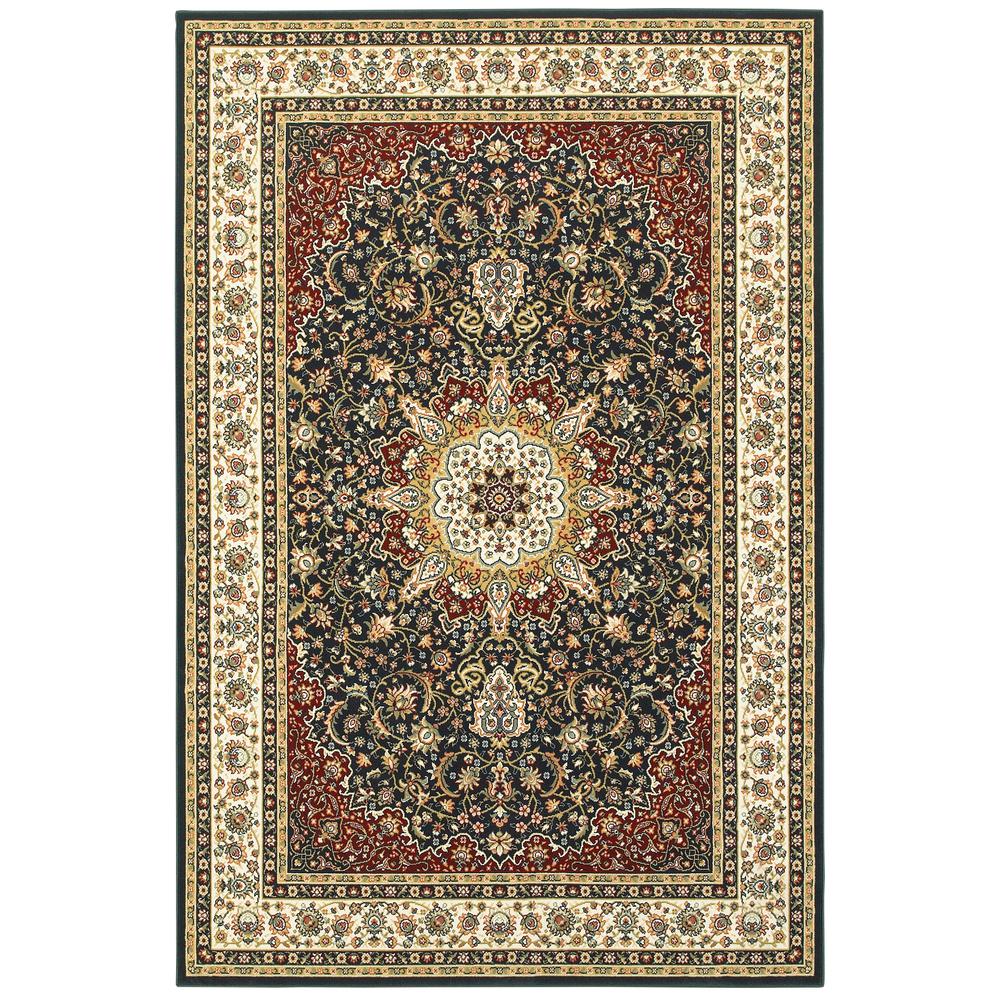KASHAN Navy 9'10 X 12'10 Area Rug. Picture 1
